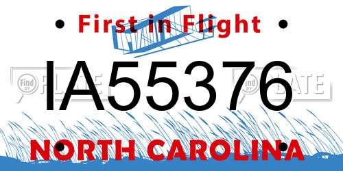 IA55376 North Carolina License Plate