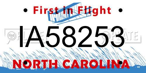 IA58253 North Carolina License Plate