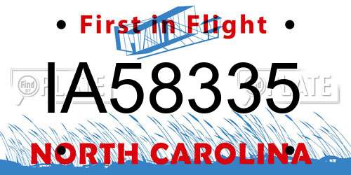 IA58335 North Carolina License Plate