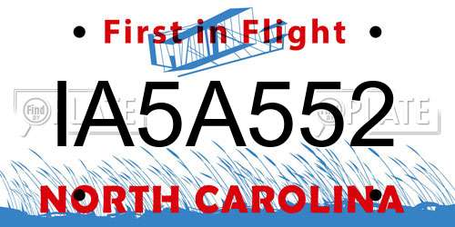 IA5A552 North Carolina License Plate