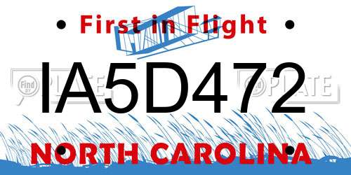 IA5D472 North Carolina License Plate