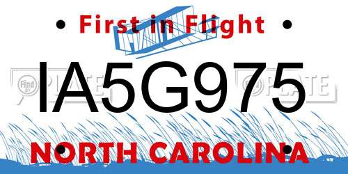 IA5G975 North Carolina License Plate