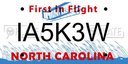 IA5K3W North Carolina License Plate