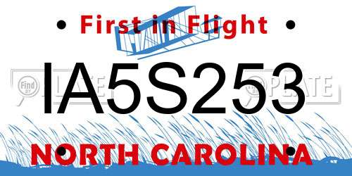 IA5S253 North Carolina License Plate