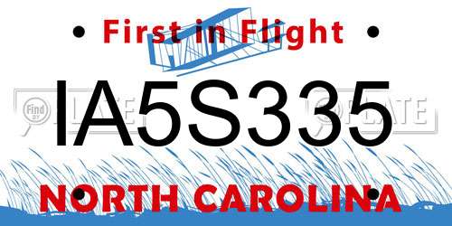 IA5S335 North Carolina License Plate
