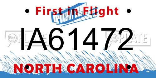 IA61472 North Carolina License Plate