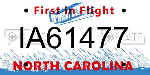 IA61477 North Carolina License Plate