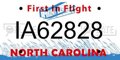 IA62828 North Carolina License Plate