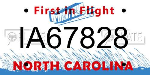 IA67828 North Carolina License Plate