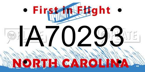 IA70293 North Carolina License Plate
