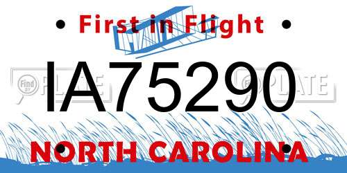 IA75290 North Carolina License Plate