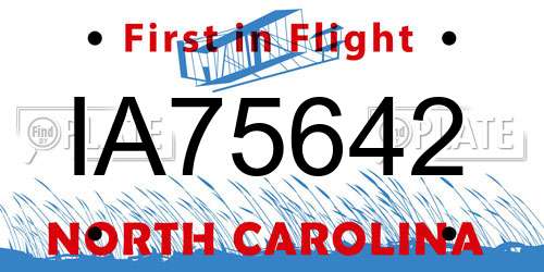 IA75642 North Carolina License Plate