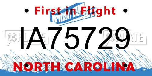 IA75729 North Carolina License Plate