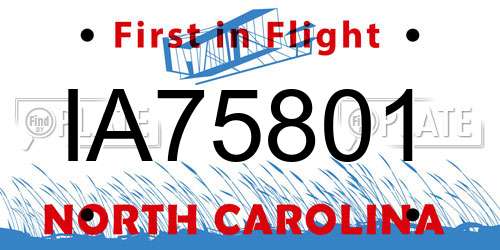 IA75801 North Carolina License Plate