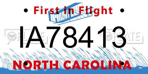 IA78413 North Carolina License Plate