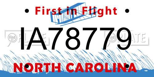 IA78779 North Carolina License Plate