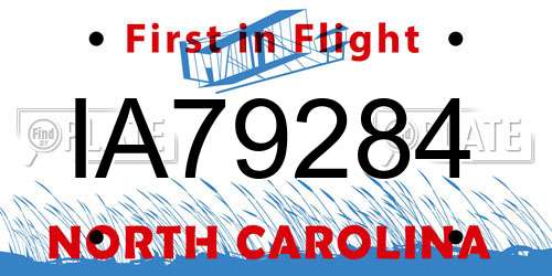IA79284 North Carolina License Plate