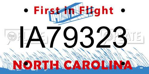 IA79323 North Carolina License Plate