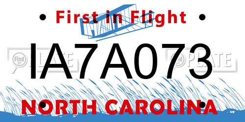 IA7A073 North Carolina License Plate