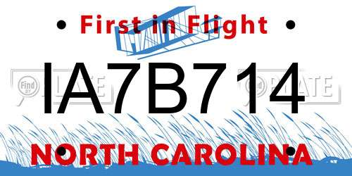 IA7B714 North Carolina License Plate