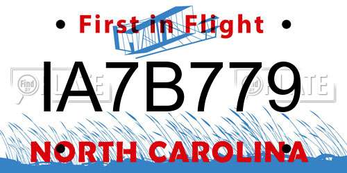IA7B779 North Carolina License Plate