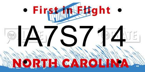 IA7S714 North Carolina License Plate