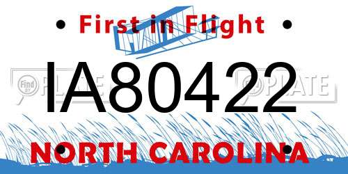 IA80422 North Carolina License Plate