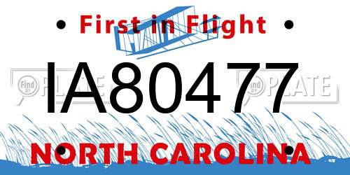 IA80477 North Carolina License Plate