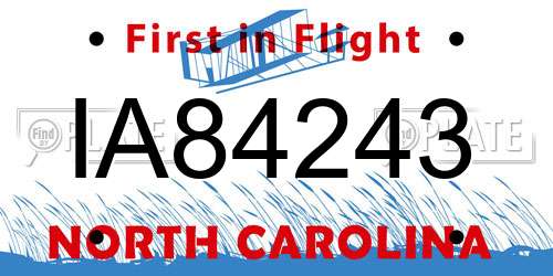 IA84243 North Carolina License Plate