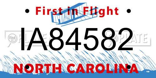 IA84582 North Carolina License Plate