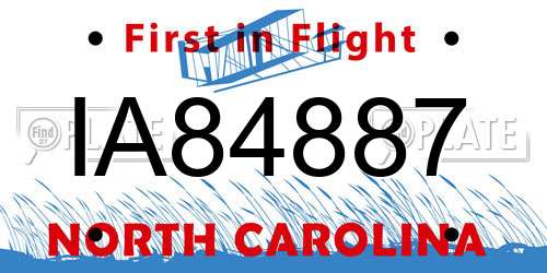 IA84887 North Carolina License Plate