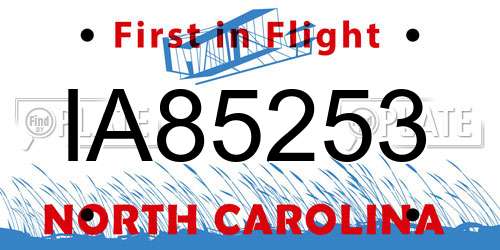 IA85253 North Carolina License Plate