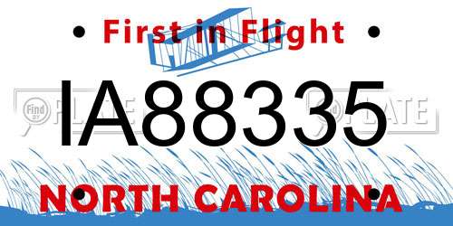IA88335 North Carolina License Plate
