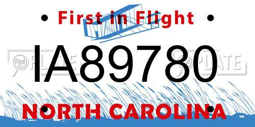IA89780 North Carolina License Plate