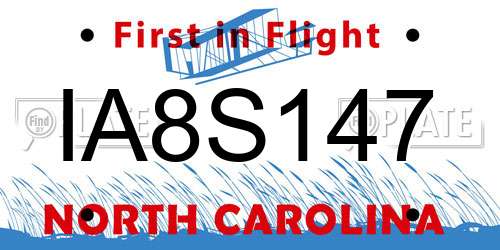 IA8S147 North Carolina License Plate