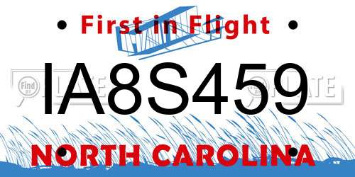 IA8S459 North Carolina License Plate