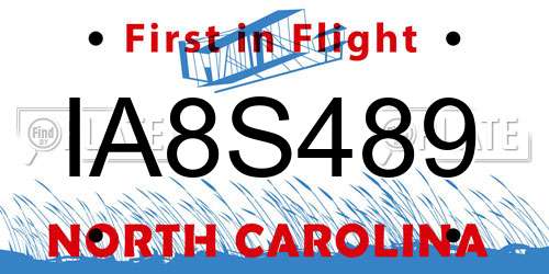 IA8S489 North Carolina License Plate