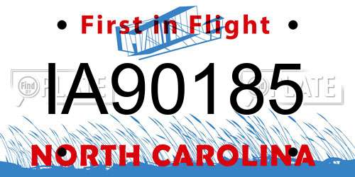 IA90185 North Carolina License Plate