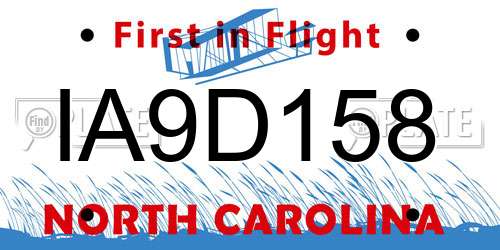 IA9D158 North Carolina License Plate