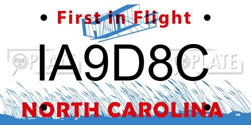 IA9D8C North Carolina License Plate