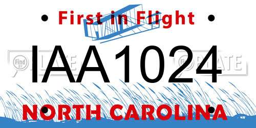 IAA1024 North Carolina License Plate