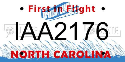 IAA2176 North Carolina License Plate