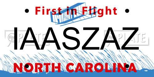 IAASZAZ North Carolina License Plate