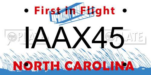 IAAX45 North Carolina License Plate
