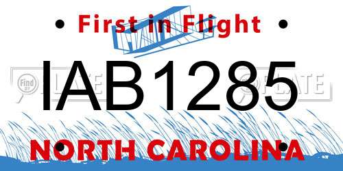 IAB1285 North Carolina License Plate