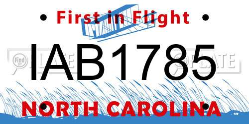 IAB1785 North Carolina License Plate