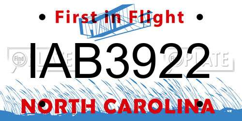 IAB3922 North Carolina License Plate