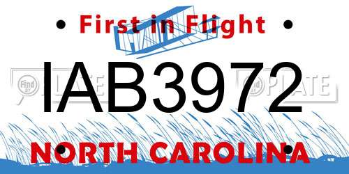 IAB3972 North Carolina License Plate
