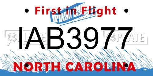 IAB3977 North Carolina License Plate
