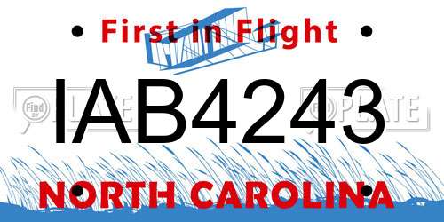 IAB4243 North Carolina License Plate